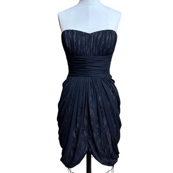 Max & Cleo Dresses & Skirts - Max & Cleo Strapless Babydoll Dress Size 4 Black Pleated Cocktail Party Grunge
